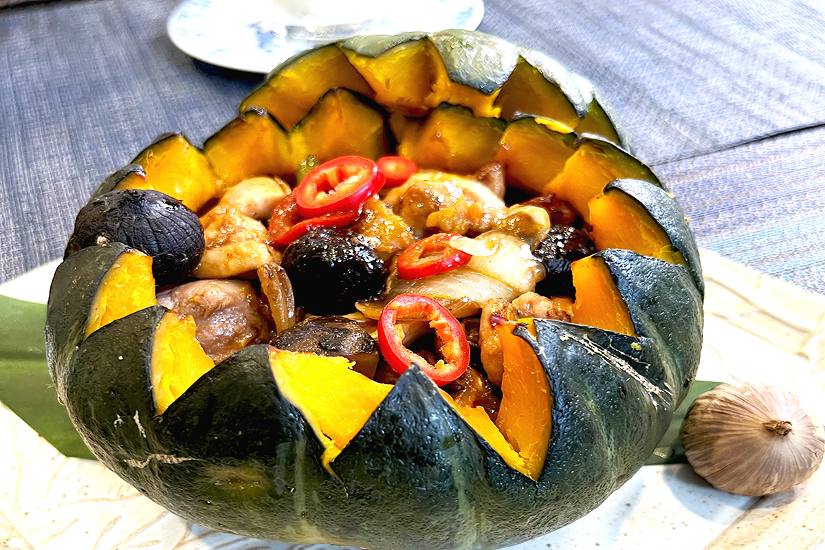 Savory Baked Pumpkin with Chicken & Mushrooms - Yan Can Cook
